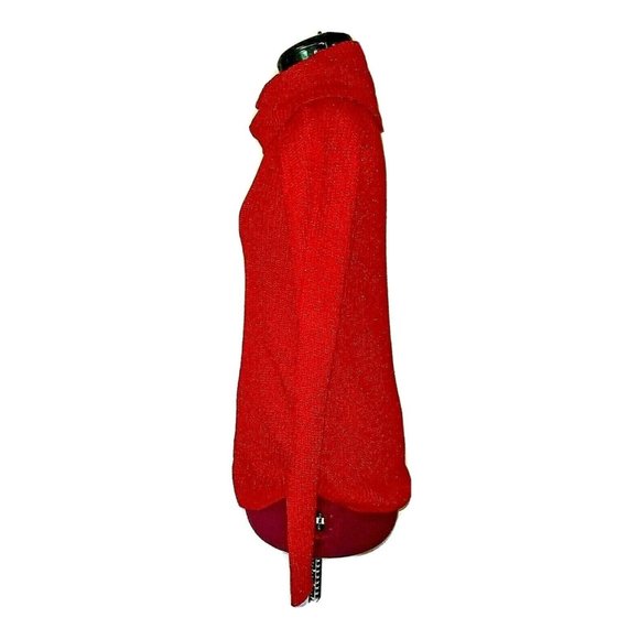 BCX Womens Sweater Size XS Red Metallic Lurex Cowl Neck Curved Hem Pullo… - Picture 3 of 7